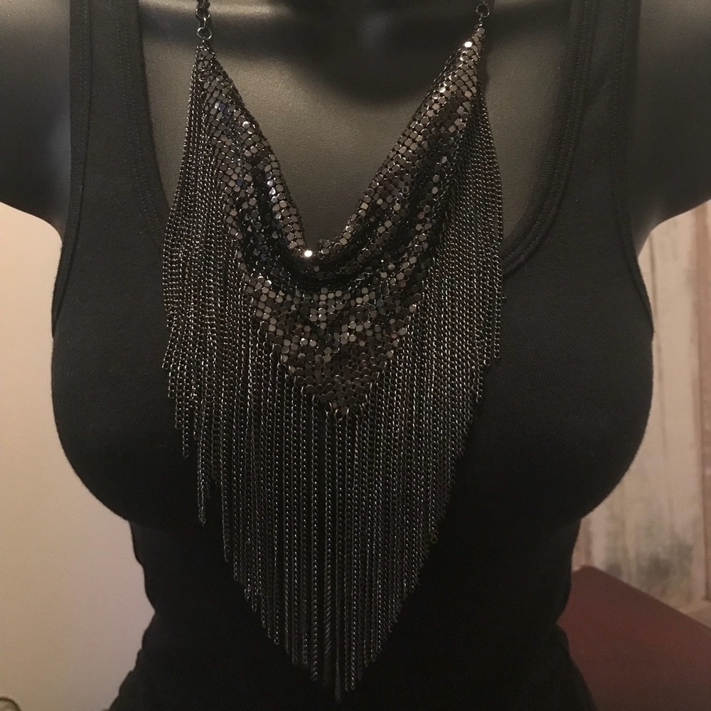 Premier Designs Black Fringe Statement Necklace